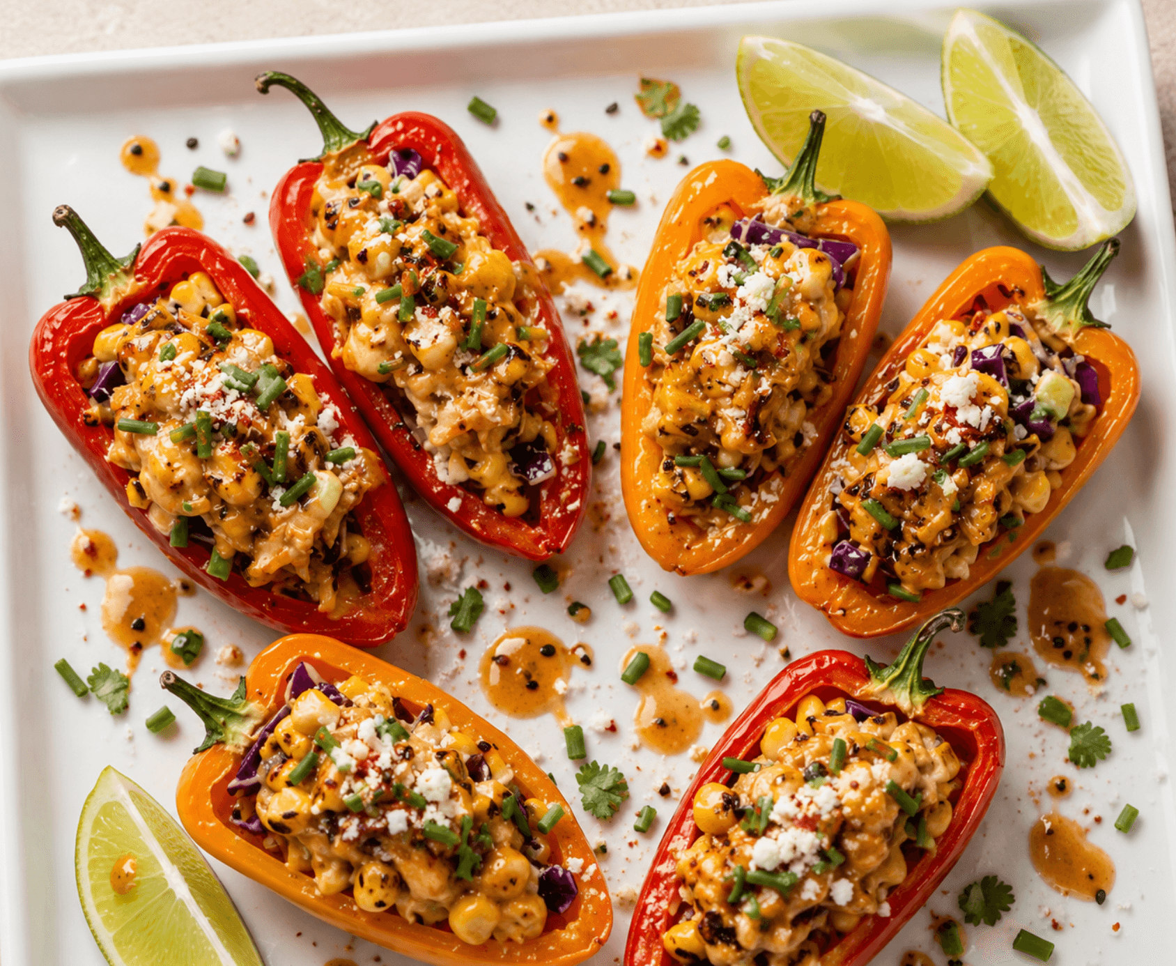 Kimchi Corn Stuffed Peppers