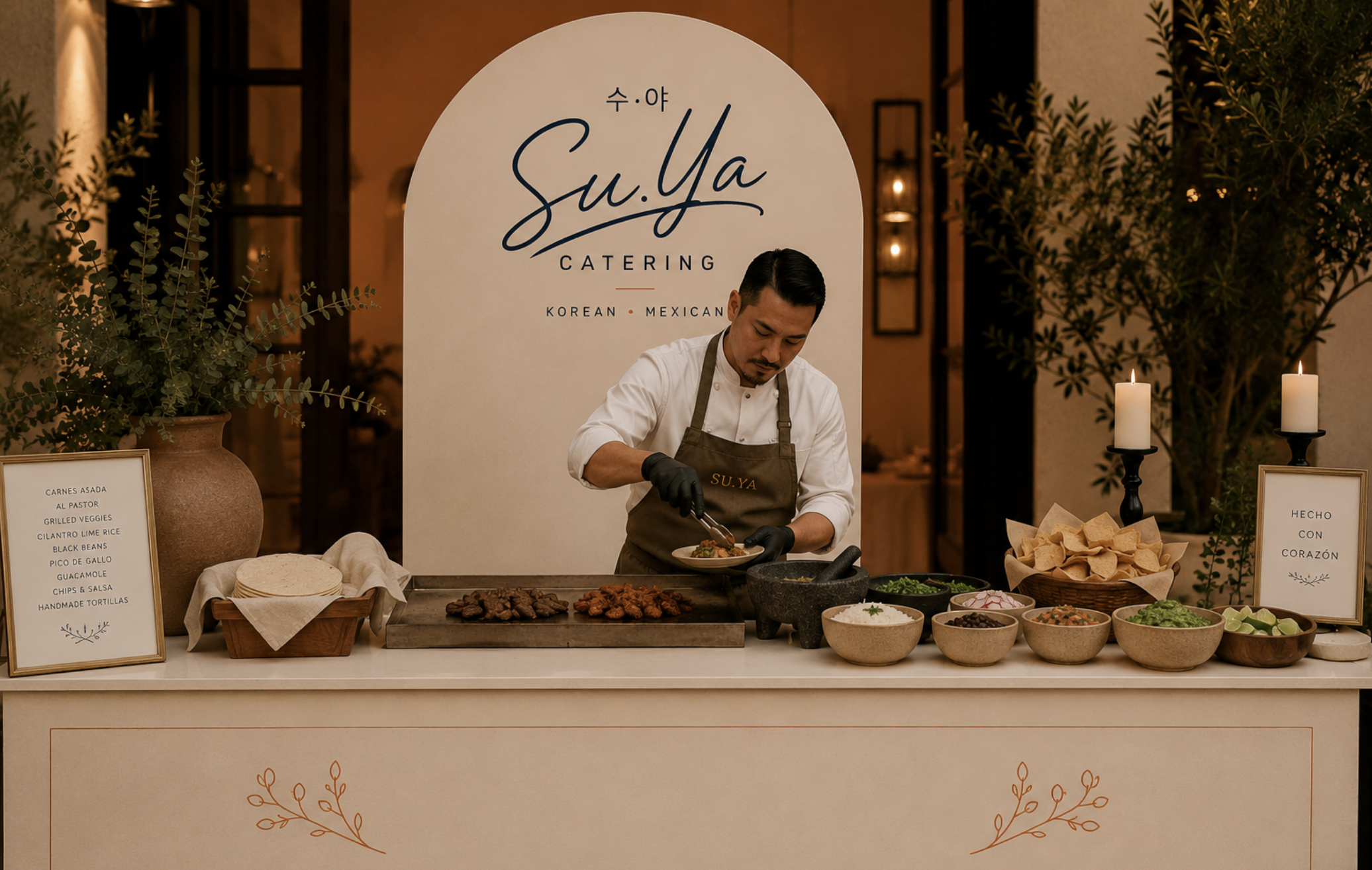 Su.Ya Korean-Mexican catering table